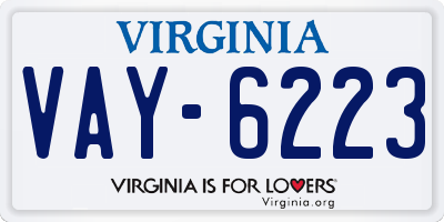VA license plate VAY6223