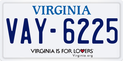 VA license plate VAY6225