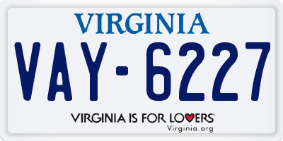VA license plate VAY6227
