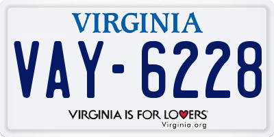 VA license plate VAY6228