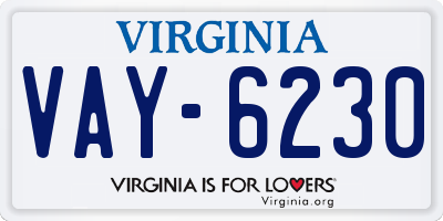 VA license plate VAY6230