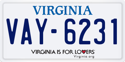 VA license plate VAY6231