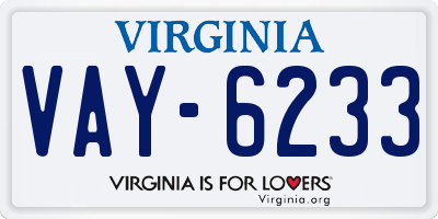 VA license plate VAY6233