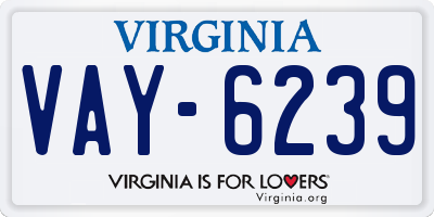 VA license plate VAY6239