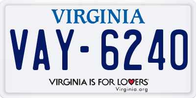 VA license plate VAY6240