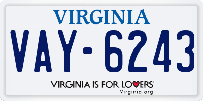 VA license plate VAY6243