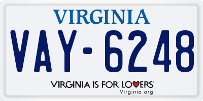 VA license plate VAY6248