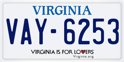 VA license plate VAY6253