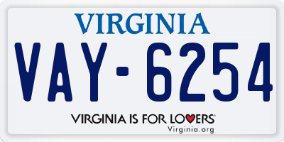 VA license plate VAY6254
