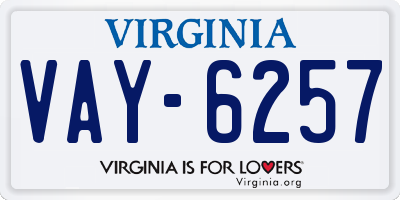VA license plate VAY6257