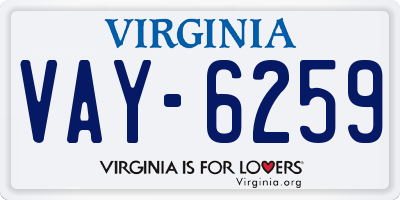 VA license plate VAY6259