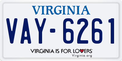 VA license plate VAY6261