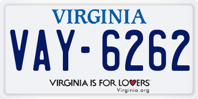 VA license plate VAY6262