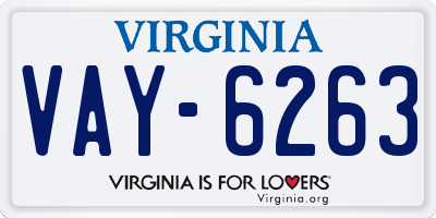 VA license plate VAY6263