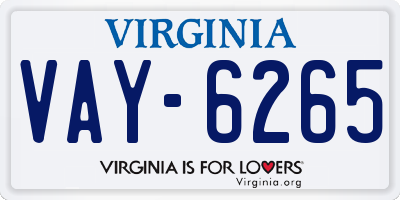 VA license plate VAY6265