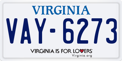 VA license plate VAY6273