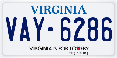 VA license plate VAY6286