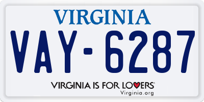 VA license plate VAY6287