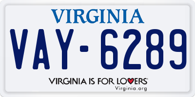VA license plate VAY6289