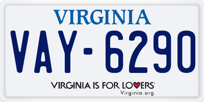 VA license plate VAY6290