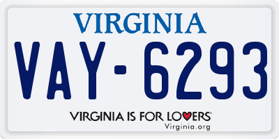 VA license plate VAY6293