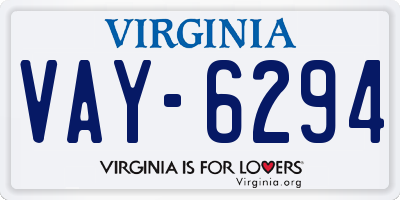 VA license plate VAY6294