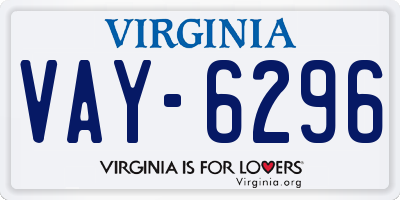 VA license plate VAY6296