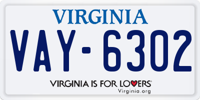 VA license plate VAY6302