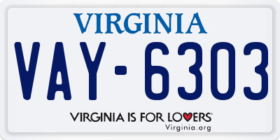 VA license plate VAY6303