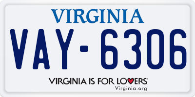 VA license plate VAY6306