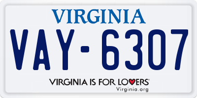 VA license plate VAY6307