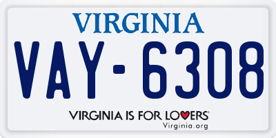 VA license plate VAY6308