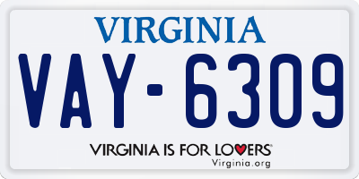 VA license plate VAY6309