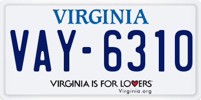 VA license plate VAY6310