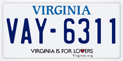 VA license plate VAY6311