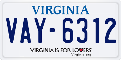 VA license plate VAY6312