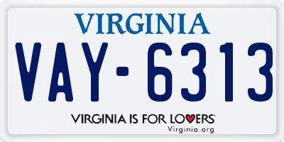 VA license plate VAY6313