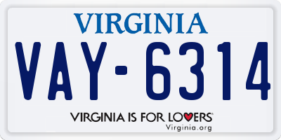 VA license plate VAY6314