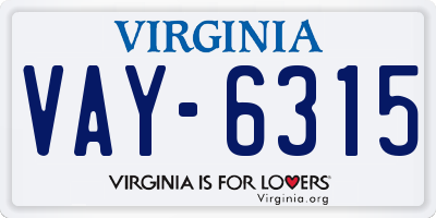 VA license plate VAY6315