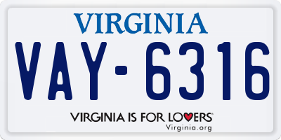 VA license plate VAY6316