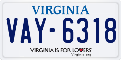 VA license plate VAY6318