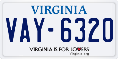VA license plate VAY6320