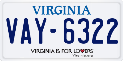 VA license plate VAY6322