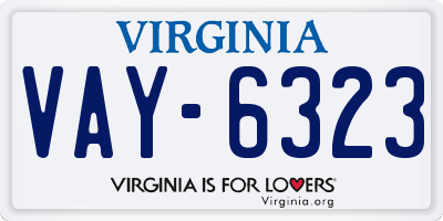 VA license plate VAY6323