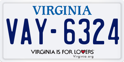 VA license plate VAY6324