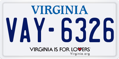 VA license plate VAY6326