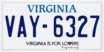 VA license plate VAY6327