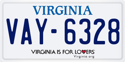 VA license plate VAY6328