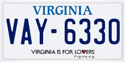 VA license plate VAY6330