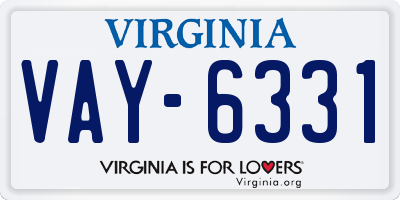 VA license plate VAY6331